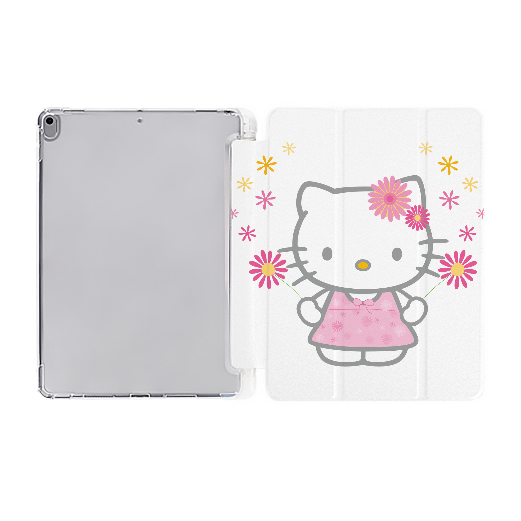 （画像用） Hello Kitty ハローキティ IPad ケース ペン収納付き 三つ折りスタンド PUレザー×シリコン 対応機種9.5/10.5/10.9インチ